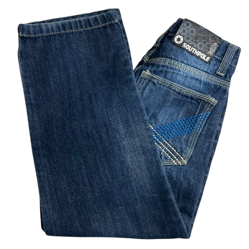 South Pole Boys 8 Dark Wash Embroidered Baggy Jeans 90s‎ Y2K